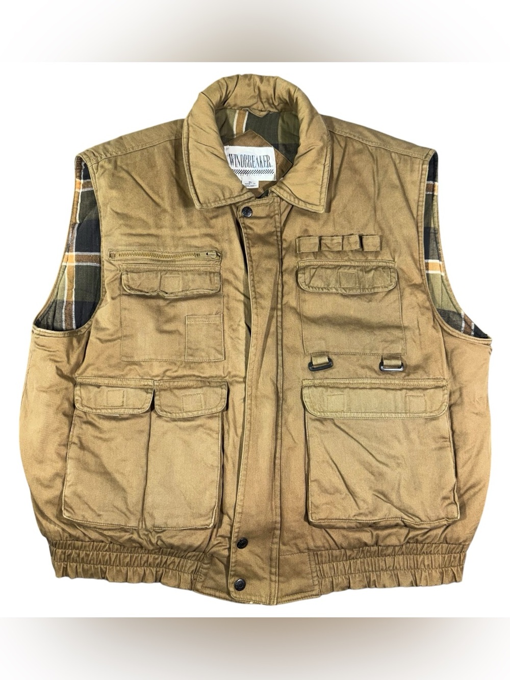 Vintage Windbreaker Vest Flannel Lined Men’s Size XL Full Zip Outdoor Hunting